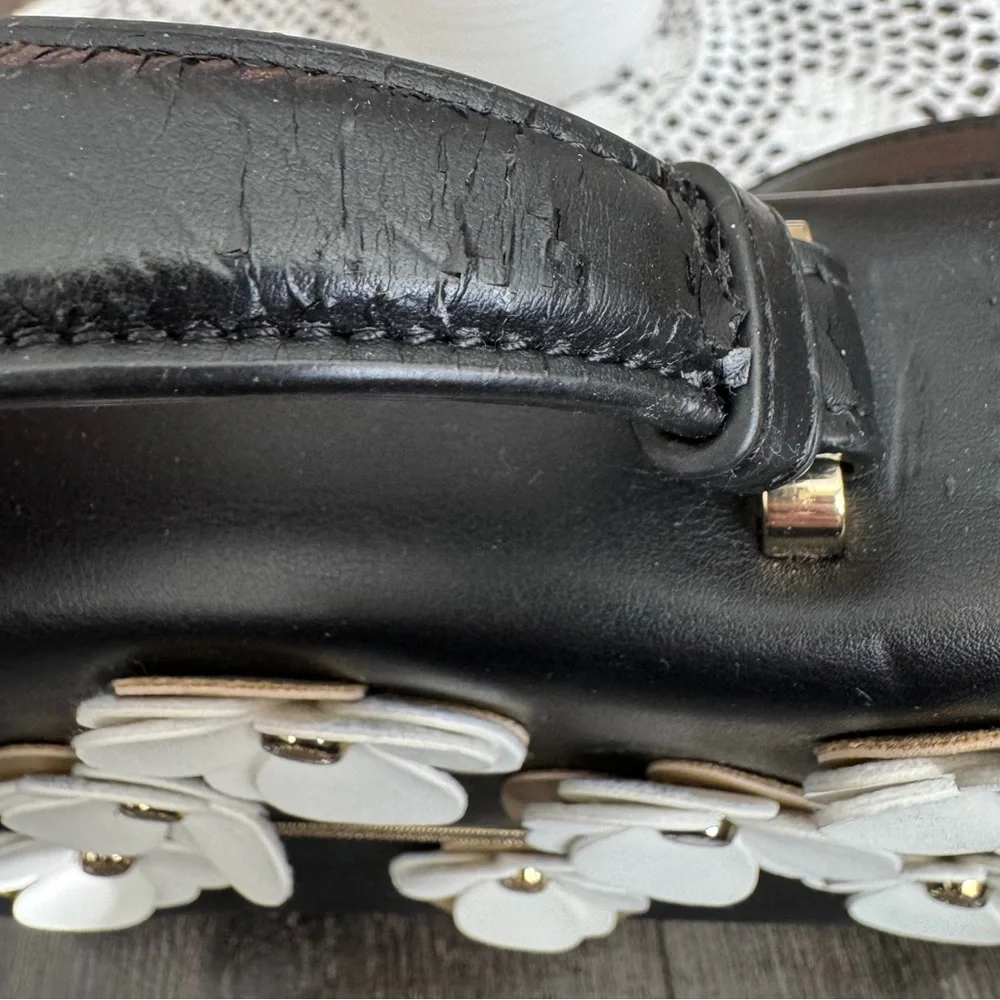 Ted Baker Black Floral Appliqué Satchel Crossbody Bag - Picture 7 of 16